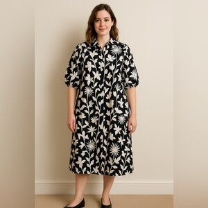 Maxi Dress Chic Black and White Floral